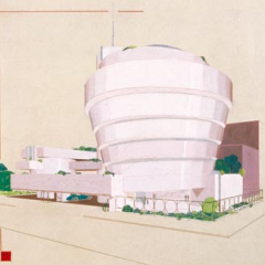 Guggenheim Museum, New York, 1943-59. Perspective, 1943. by Frank Lloyd Wright – ©2009 The frank Lloyd Wright Foundation